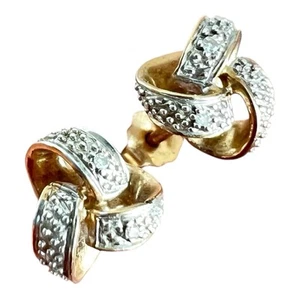 Diamond Earrings 9ct Gold Stud Butterfly Back 375 9K - Picture 1 of 17
