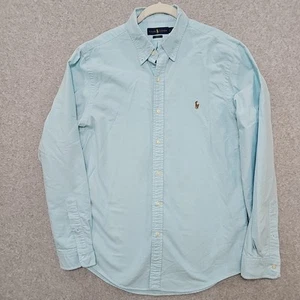 Ralph Lauren Polo Para Hombres Camisa Con Botones Calce Ajustado Azul Sarga Manga Larga Talla L - Imagen 1 de 9