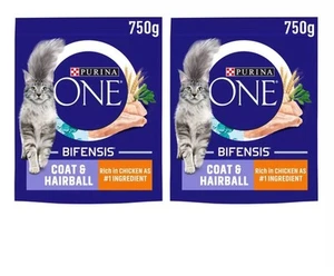 PURINA ONE Coat & Hairball Chicken Dry Cat Food 2 X 750g Bifensis - Picture 1 of 1
