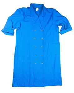 Union Made Vintage 60er 70er Zweireiher Mantel Kleid Übergröße 26 blau gold Knöpfe - Bild 1 von 22