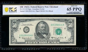 AC $50 1963A Cleveland FRN PCGS 65 PPQ Fr 2113-D - Picture 1 of 2
