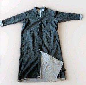 Vintage Angelheart Designs Flax Linen French Long Artist Jacket Duster L Green - Picture 1 of 8