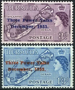 Bermuda 1953 Queen Elizabeth Three Power Talks MNH (SC# 164-165) - Picture 1 of 1