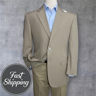 $350 JOS A BANK Hombres Blazer Abrigo Deportivo Chaqueta de 2 Botones 46R Tostado Mezcla de Algodón Foto 1 de 3