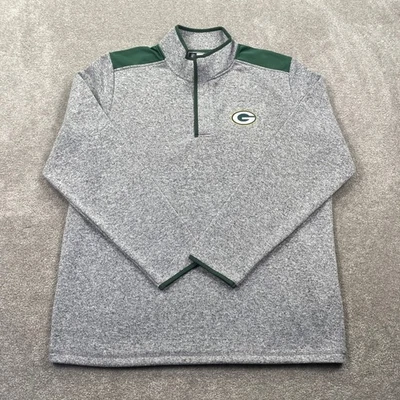 Sudadera pulóver gris jaspeada 1/4 cremallera del equipo de la NFL Green Bay Packers para hombre XL Foto 1 de 4