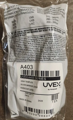 Gafas de seguridad Uvex A400 grises, lentes plateadas antiarañazos/abrigo duro/espejo, cantidad 1 Foto 1 de 3