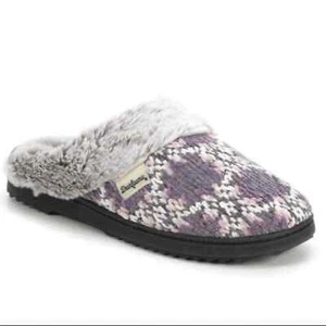 Dearfoams Allison Textured Chenille Knit Scuff Slipper Purple Sz 5-6 Small - Picture 1 of 7