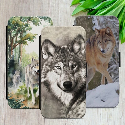 ARCTIC WOLF ART GIFT FLIP WALLET PHONE CASE COVER FOR IPHONE SAMSUNG GOOGLE - Image 1 of 4