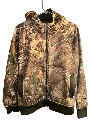 UNDER ARMOUR Women's Realtree Camo Zip Hoodie Coldgear Semi-Fitted Size Large - Image 1 of 4