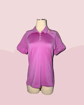 Camisa polo de golf ADIDAS ClimaCool para mujer talla mediana púrpura rosa manga corta Foto 1 de 4