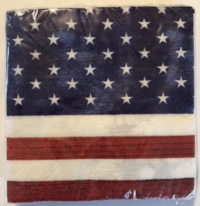 Flag Paper Cocktail Dessert Napkins Patriotism Made in USA Fourth July 4th 16/p - Picture 1 of 12