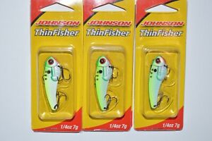 3 lures johnson thinfisher blade bait vibrating action 1/4oz chartreuse pearl