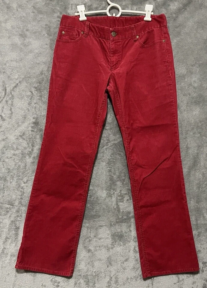 Pantalones J Crew Mujer Rojo Pana Recto Corte Ancho Calce Favorito Elástico Talla 8 S Foto 1 de 4