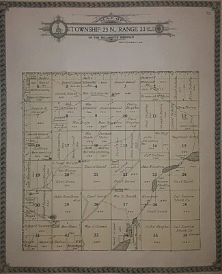 1911 Plat Map Twp 23N-33E - Lincoln Co. Washington ~ manantiales de café - Lake Cr Foto 1 de 2