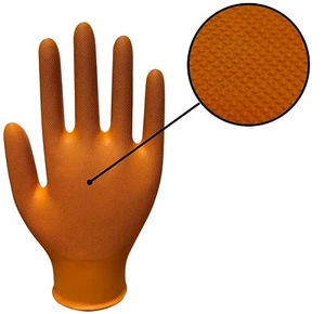 Heavy Duty Nitrile Gloves 8-9Mil Diamond Textured, Blue/Orange- S, M, L, XL, XXL - Picture 1 of 19