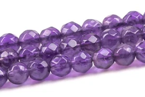 Cuentas de amatista púrpura natural de 3-4 mm grado A cuentas sueltas de piedras preciosas redondas facetadas de 3-4 mm - Imagen 1 de 4