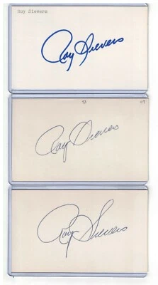 (3) ROY SIEVERS INDEX CARD SIGNED 1949 AL ROY 1957 AL HR KING PSA/DNA CERTIFIED - Image 1 of 2