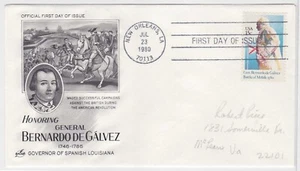 TurtlesTradingPost-  General Bernardo deGalvez- 1980 #1826- Artcraft  FDC - Picture 1 of 1
