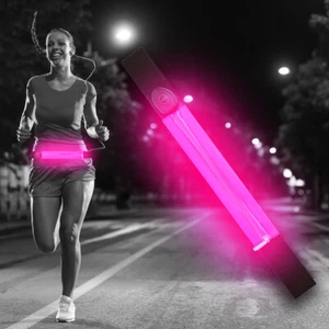 New Pink LED Running Belt Waist Bag Light Up Waterproof USB Rechargeable Night - Picture 1 of 12