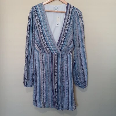 New! BLUE RAIN Women's Wrap Dress Rayon Casual Party Career Size L - Image 1 of 4