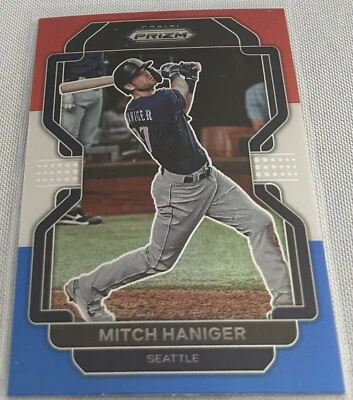 2022 Prizm Baseball Mitch Haniger Seattle Mariners Red White & Blue Prizm #65 - Image 1 of 3