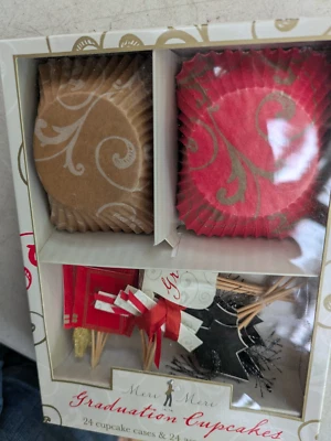 6 Boxes  MERI MERI Graduation Cupcakes CASES & TOPPERS (24 Ea.) - Image 1 of 4