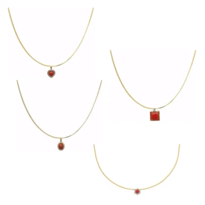 COLLANA CIONDOLO CORALLO E ARGENTO PLACCATO ORO VARI TIPI - Immagine 1 di 4