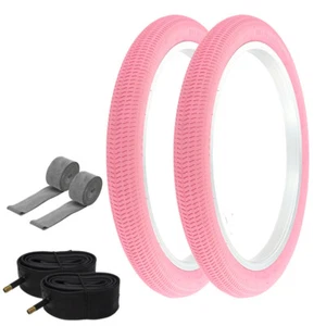 PRO+ HIGH PERFORMANCE BICYCLE BMX TIRE 18" X 1.95 PINK BMX/FREESTYLE 6PC SET - Picture 1 of 1