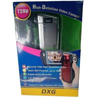 DXG-5B6V high def Video Camera 720p USB/AV cable ref guide user manual box silvr - Image 1 of 4