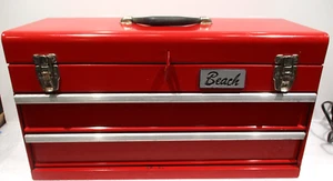Vtg Beach 2 Drawer 21 " x 8.75" x 11.5" Red Toolbox - Picture 1 of 21