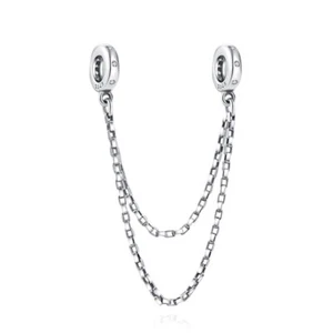 925 Sterling Silver sparkling chain lock dangle for bracelet mothers day gift - Picture 1 of 1