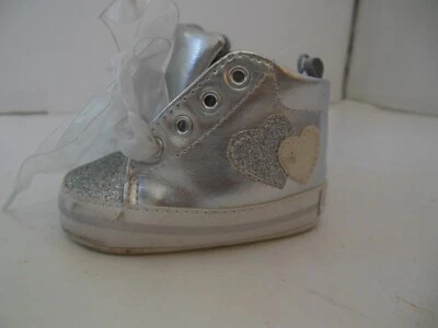 Gerber Brand Silver Toddler Girls High Top Tennies Sz 3-6 Mos - Image 1 of 4