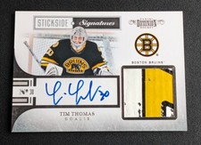 2011 Panini Dominion Tim Thomas #12 Stickside Signatures GU Stick /50 Bruins