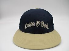 Cutter & Buck Hat Cap Blue Beige Adjustable Leather Strap Back