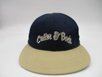 Cutter & Buck Hat Cap Blue Beige Adjustable Leather Strap Back - Image 1 of 4