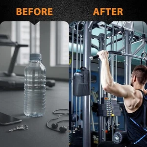 Bolsa de Gimnasio Magnética con Portabotellas de Agua y Bolsillo para Teléfono - Negra - Imagen 1 de 10