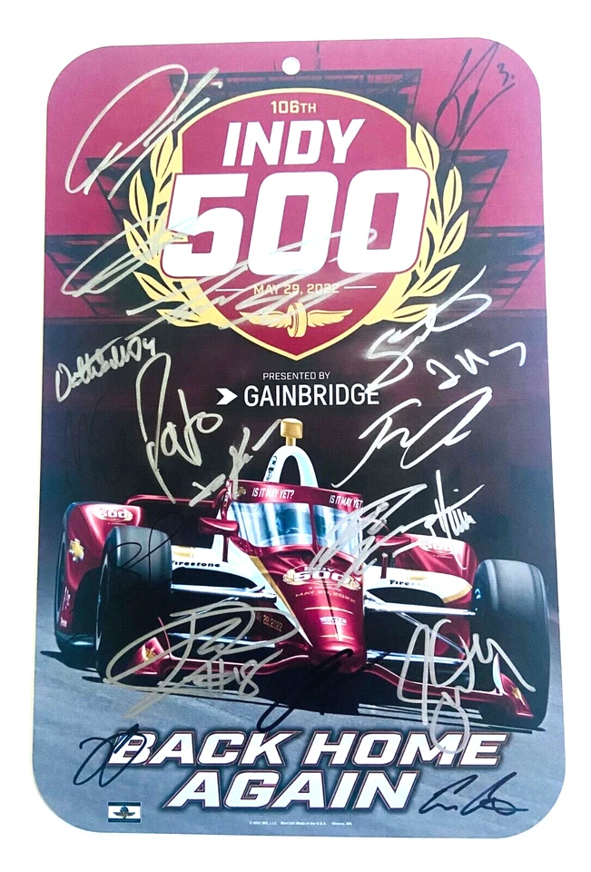2022 106th Running INDY 500 Garage Sign SIGNED by Winner Ericsson O'Ward +17 - Image 1 of 4