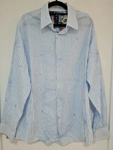 1 LIKE NO OTHER EMBROIDERED SHIRT floral white mens long sleeve shirt size 4 - Picture 1 of 12