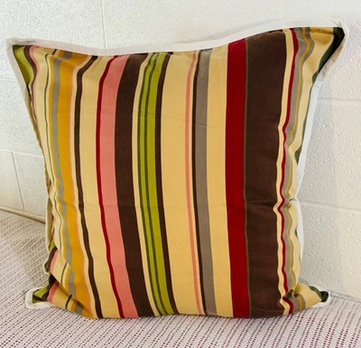 Pottery Barn Duncan Stripe Euro Pillow Sham Brown Yellow Red Green Southwest - Image 1 of 4