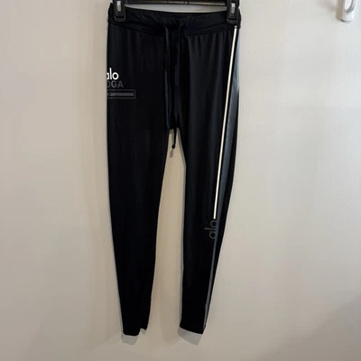 Alo yoga drawstring waist black  leggings Joggers small Athletic Lounge - Image 1 of 4