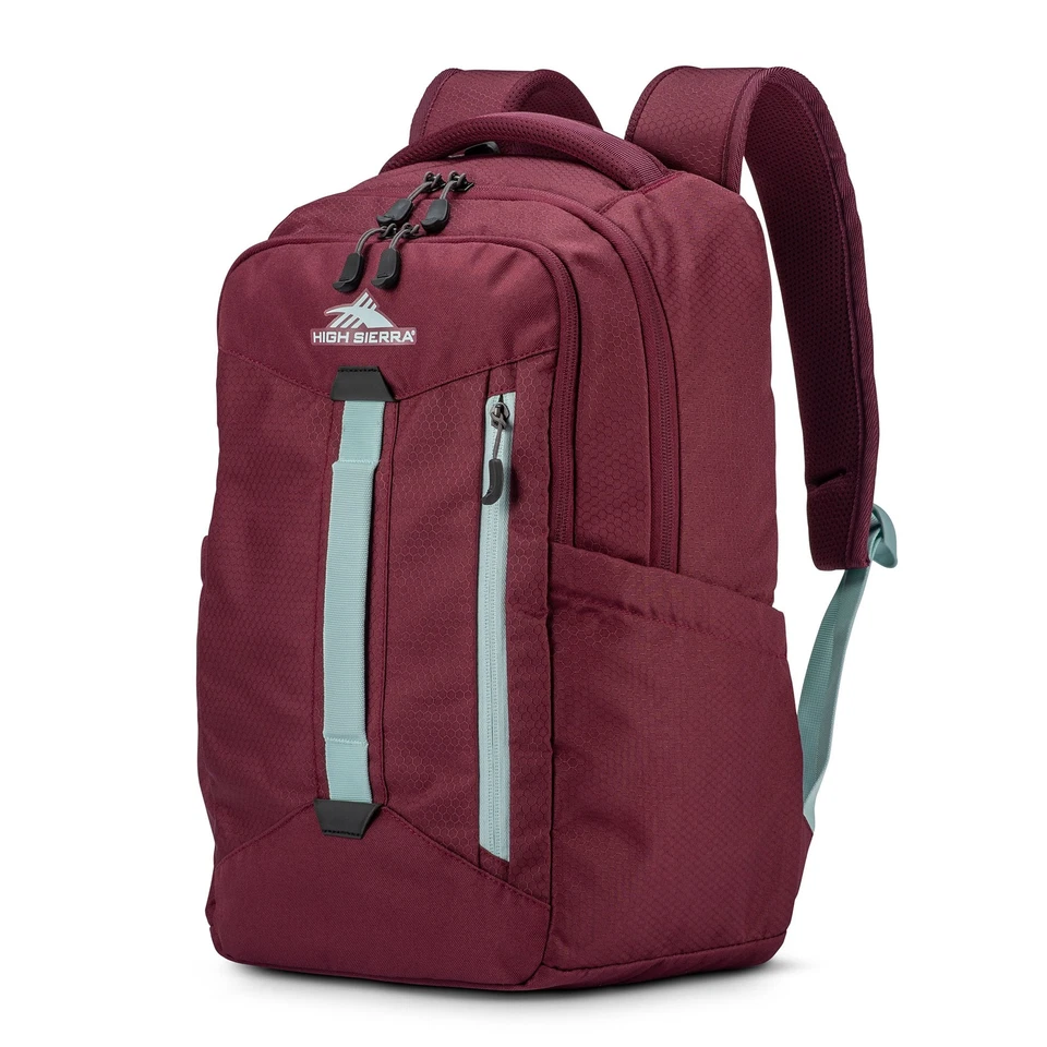 Mochila grande High Sierra con funda para dispositivo y correas ajustables, granate Foto 1 de 4