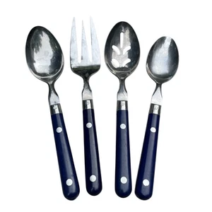 WF Mardi Gras Blue Stainless 4 pc Flatware Serving Set Washington Forge Korea - Picture 1 of 7