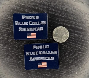X2 Proud Blue Collar American Hard Hat Sticker Decal Trump USA Republican Union - Picture 1 of 1
