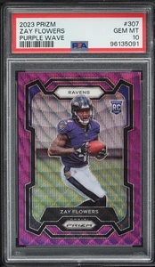 Panini Prizm Purple Wave #307 Zay Flowers RC 2023/99 PSA 10 colores coinciden - Imagen 1 de 2