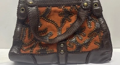 Vintage Isabella Fiore Brown Beaded Leather Purse - Image 1 of 4