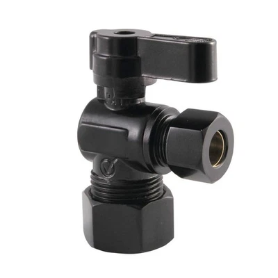 Kingston Brass KF5330MB 5/8" OD Comp x 3/8" OD Comp Angle Stop Valve, Matte B... - Image 1 of 2