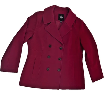 Chaquetón Tower by London rojo niebla mezcla de lana XL doble pecho clásico cálido Foto 1 de 4