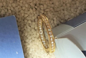 STRASS CREOLEN ~ INNEN AUSSEN ~ GOLD ~ NEU IM KARTON - Bild 1 von 6