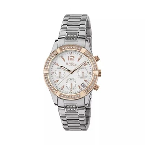 OROLOGIO BREIL Donna Polso C'ESTCHIC Acciaio Argento Rosa Cronografo Data EW0426 - Foto 1 di 5