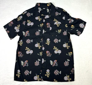 Camicia Vans uomo grande nera funghi bottoni manica corta skate skater grunge - Foto 1 di 9